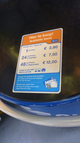 Preço Transporte Público Amsterdam